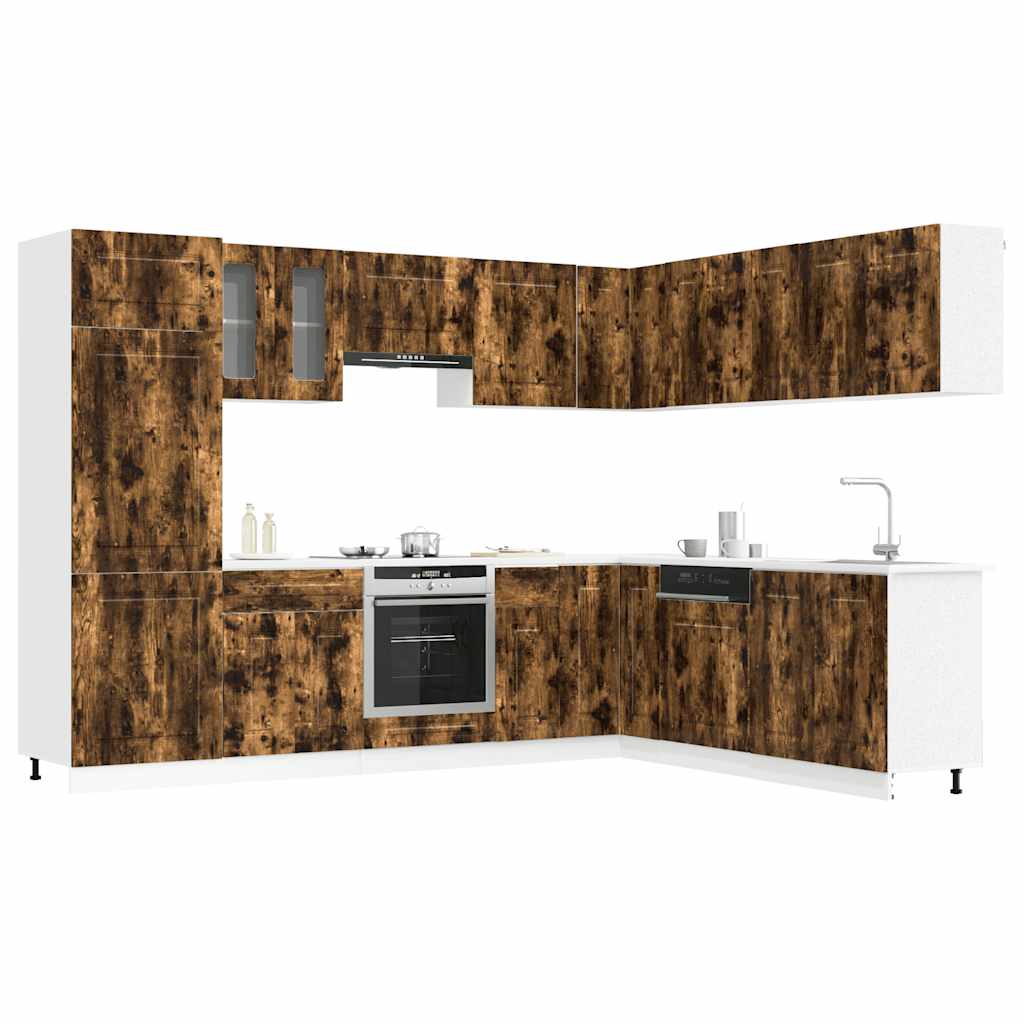 vidaXL 14-delige Keukenkastenset Kalmar bewerkt hout wit