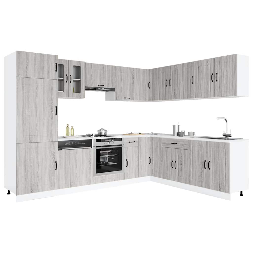 vidaXL 14-delige Keukenkastenset Kalmar bewerkt hout wit