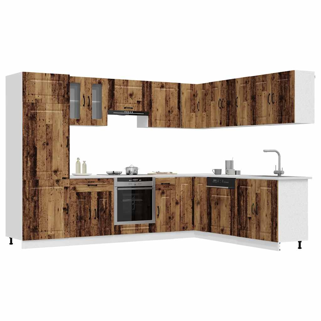 vidaXL 14-delige Keukenkastenset Kalmar bewerkt hout wit