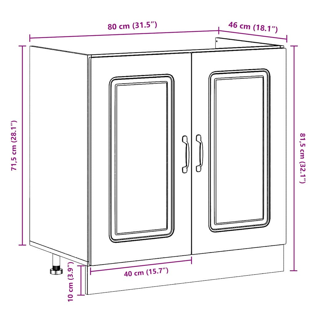 vidaXL Keuken Kast Kalmar Wit 80 x 46 x 81,5 cm Bewerkt hout