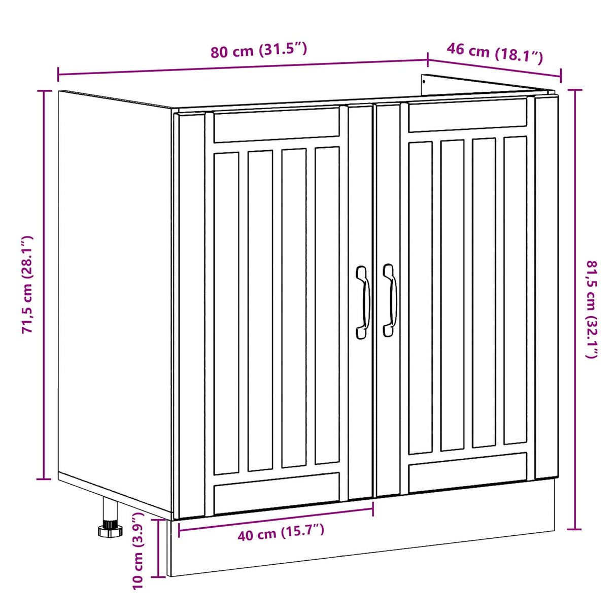 vidaXL Waskompkast met opslag met de deur Lucca 2 pcs Wit Bewerkt hout
