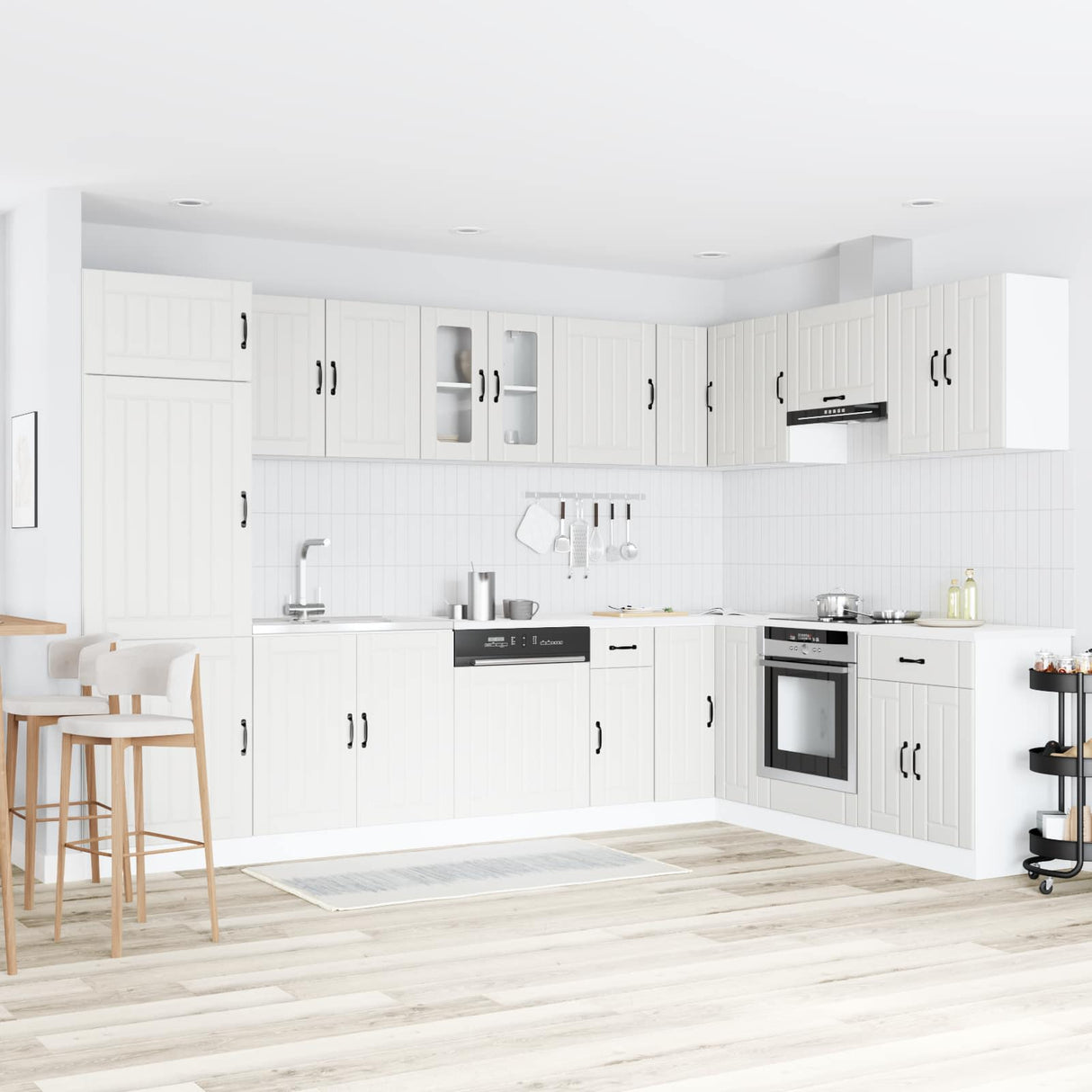 vidaXL Waskompkast met opslag met de deur Lucca 2 pcs Wit Bewerkt hout