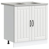 vidaXL Waskompkast met opslag met de deur Lucca 2 pcs Wit Bewerkt hout