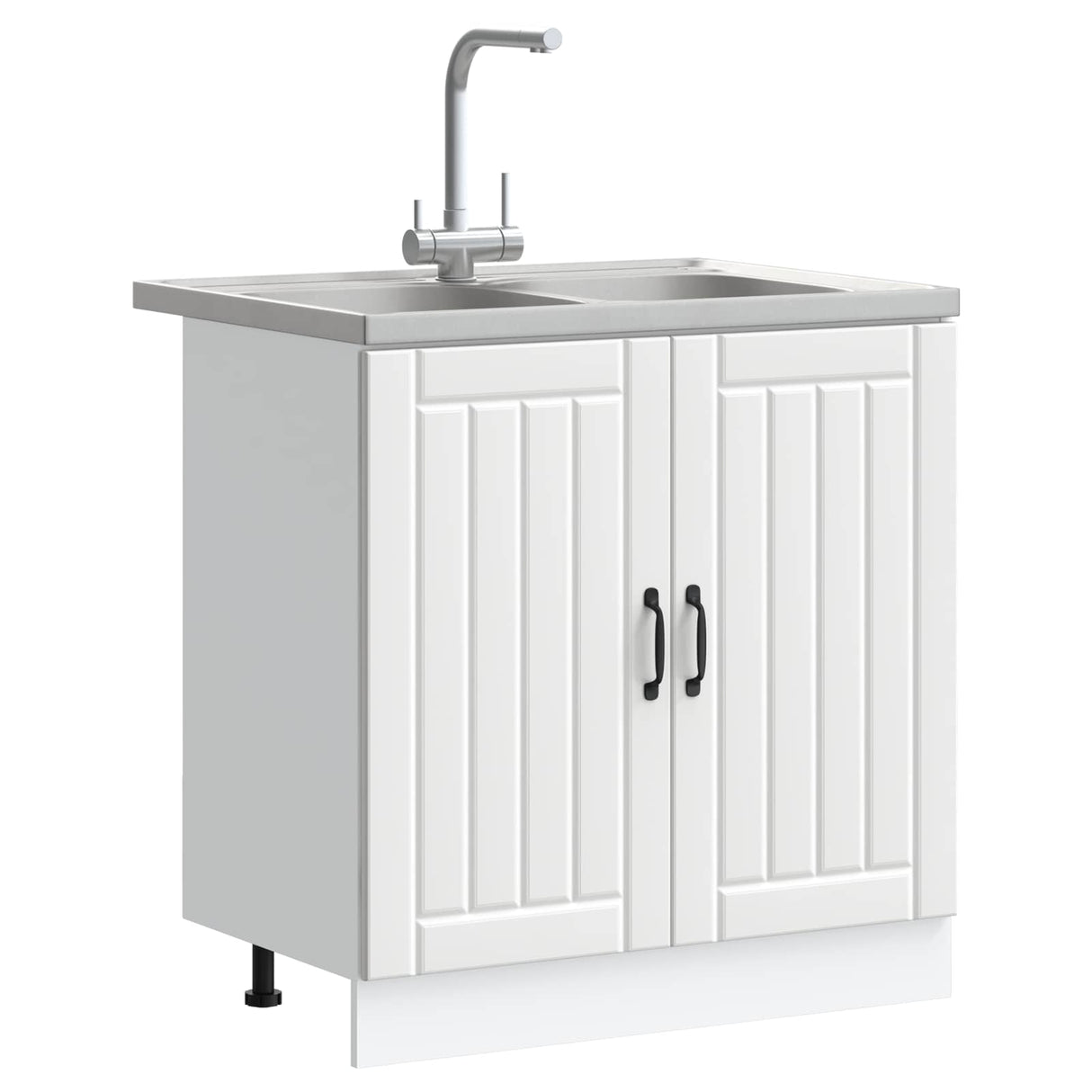 vidaXL Waskompkast met opslag met de deur Lucca 2 pcs Wit Bewerkt hout