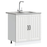 vidaXL Waskompkast met opslag met de deur Lucca 2 pcs Wit Bewerkt hout