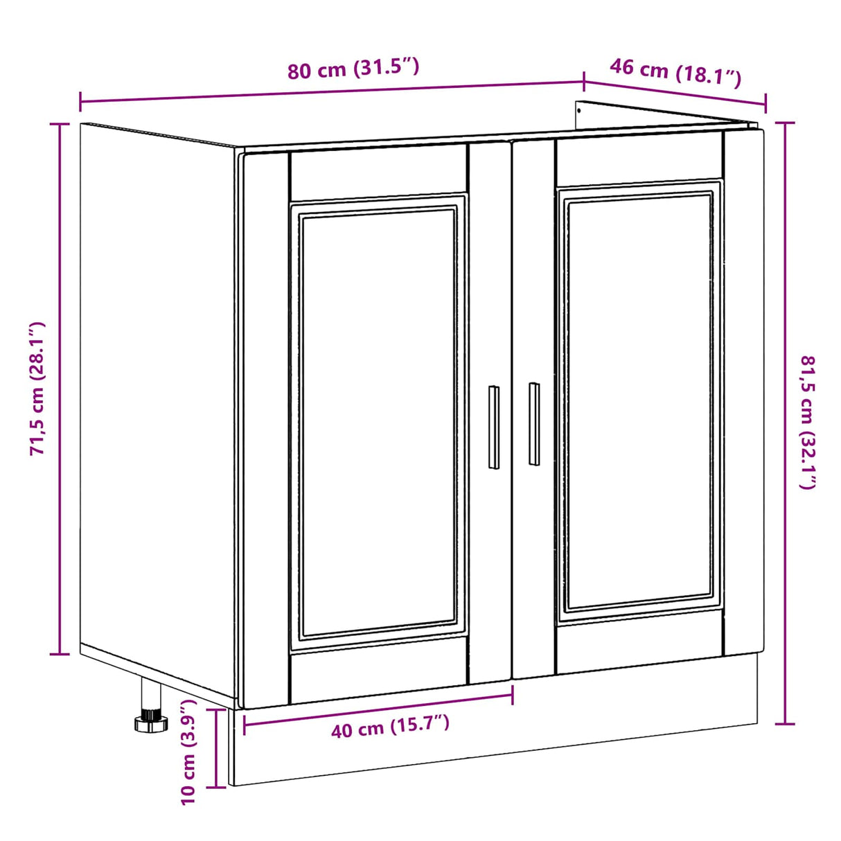 vidaXL Waskompkast met opslag met de deur Porto 2 pcs Wit Bewerkt hout