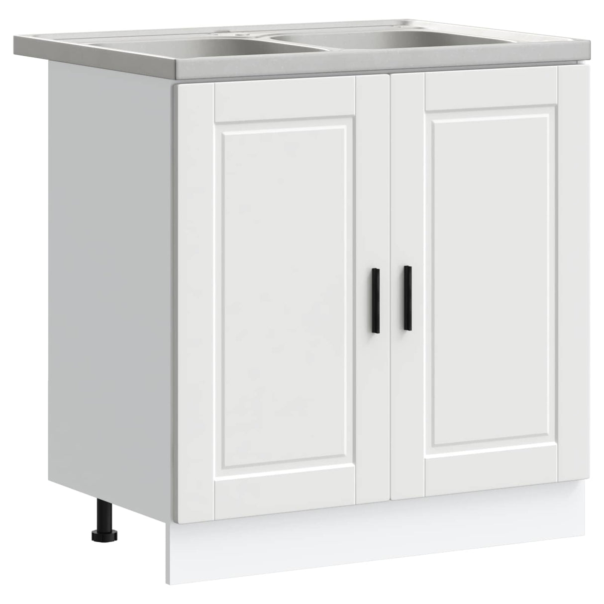 vidaXL Waskompkast met opslag met de deur Porto 2 pcs Wit Bewerkt hout