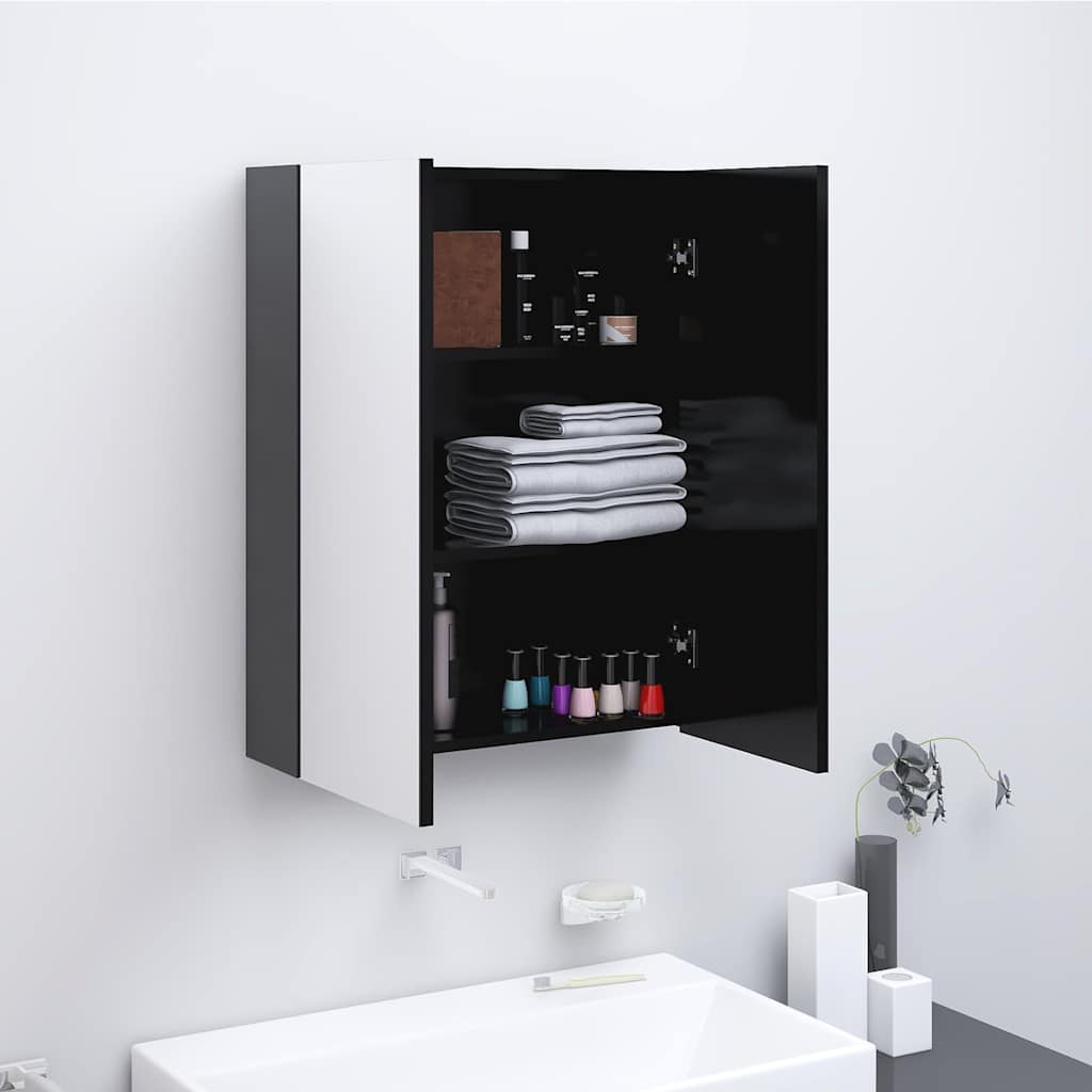 vidaXL Badkamerkast met spiegel 60x15x75 cm MDF glanzend zwart