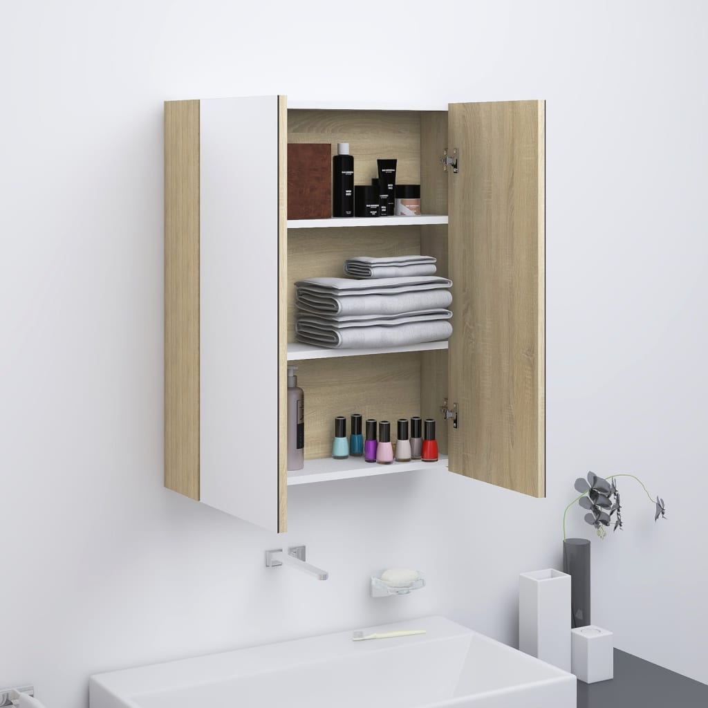 vidaXL Badkamerkast met spiegel 60x15x75 cm MDF glanzend zwart