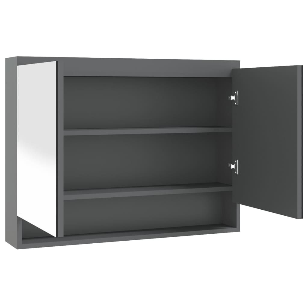 vidaXL Badkamerkast met spiegel 80x15x60 cm MDF glanzend zwart