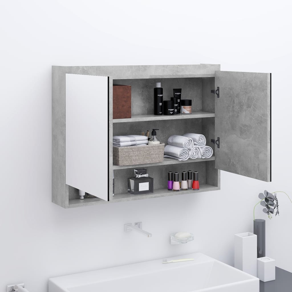 vidaXL Badkamerkast met spiegel 80x15x60 cm MDF glanzend zwart