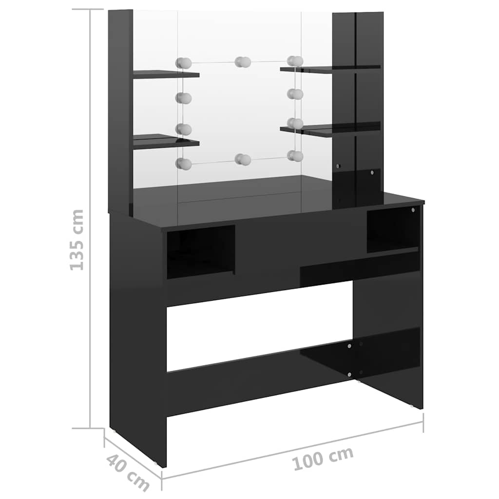 vidaXL Kaptafel met LED-verlichting 100x40x135 cm MDF wit