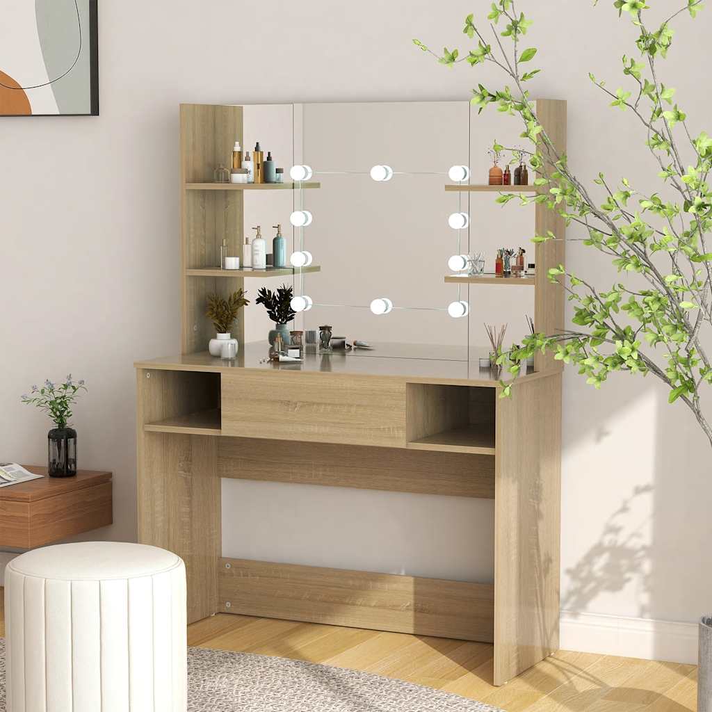vidaXL Kaptafel met LED-verlichting 100x40x135 cm MDF wit