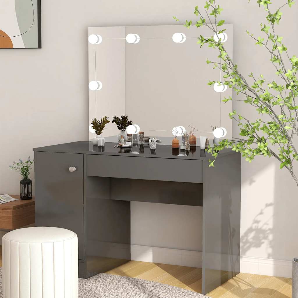 vidaXL Kaptafel met LED-verlichting 110x55x145 cm MDF grijs