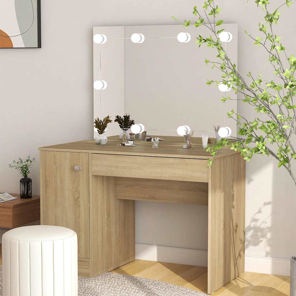 vidaXL Kaptafel met LED-verlichting 110x55x145 cm MDF grijs