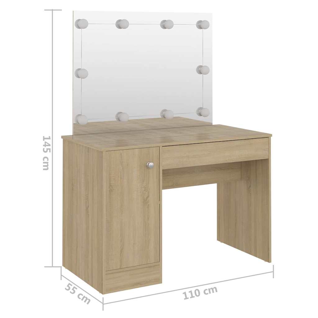 vidaXL Kaptafel met LED-verlichting 110x55x145 cm MDF grijs