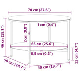 vidaXL Salontafel 70 cm gehard glas zwart en transparant