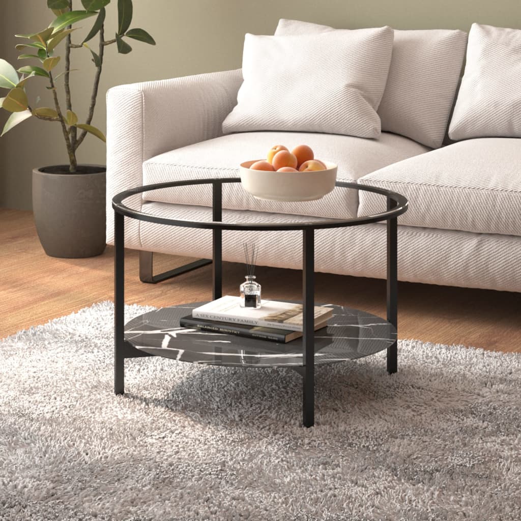 vidaXL Salontafel 70 cm gehard glas zwart en transparant