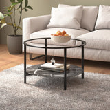 vidaXL Salontafel 70 cm gehard glas zwart en transparant