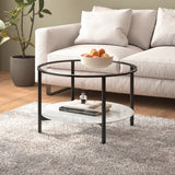 vidaXL Salontafel 70 cm gehard glas zwart en transparant