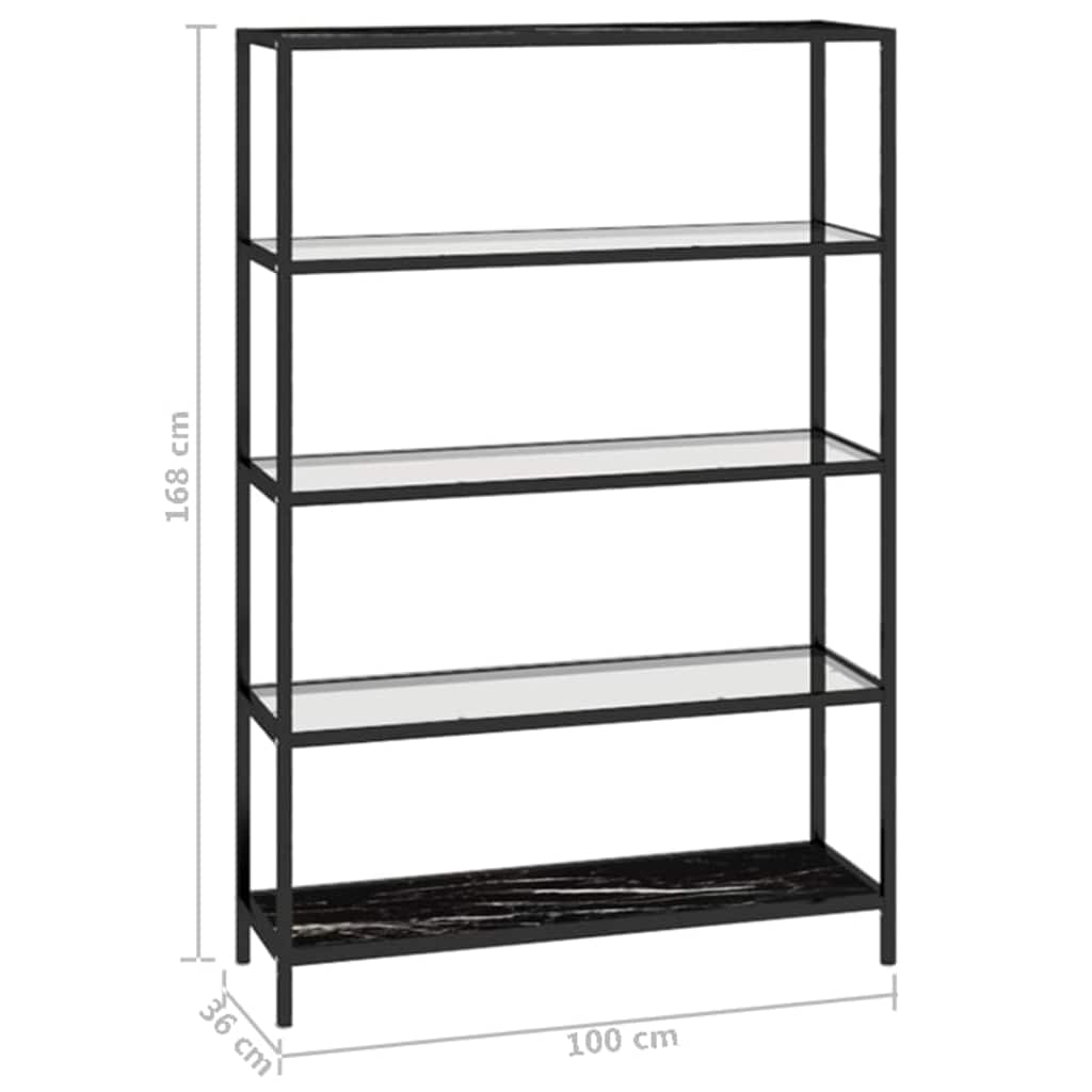 vidaXL Shelf 100x36x168 cm tempered glass black and transparent