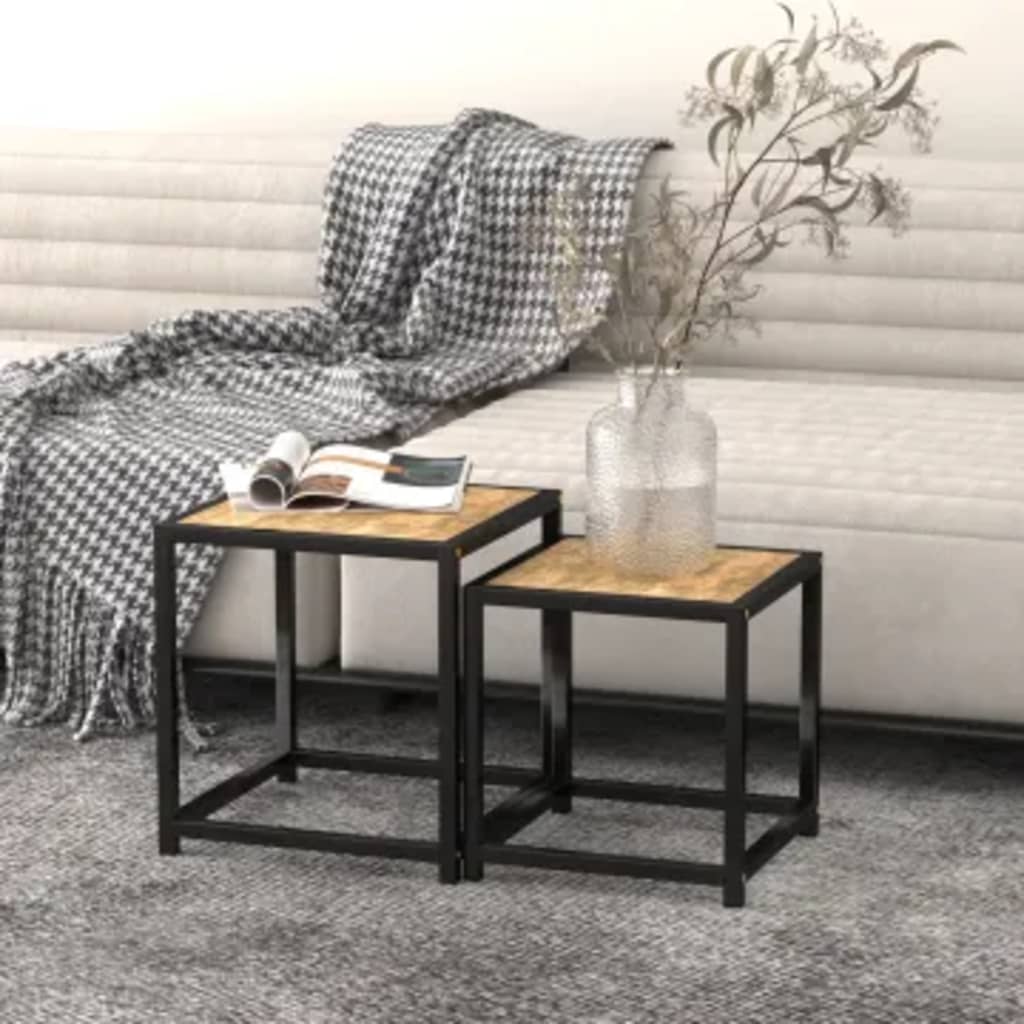 vidaXL Coffee Tables 2 pcs MDF black and yellow