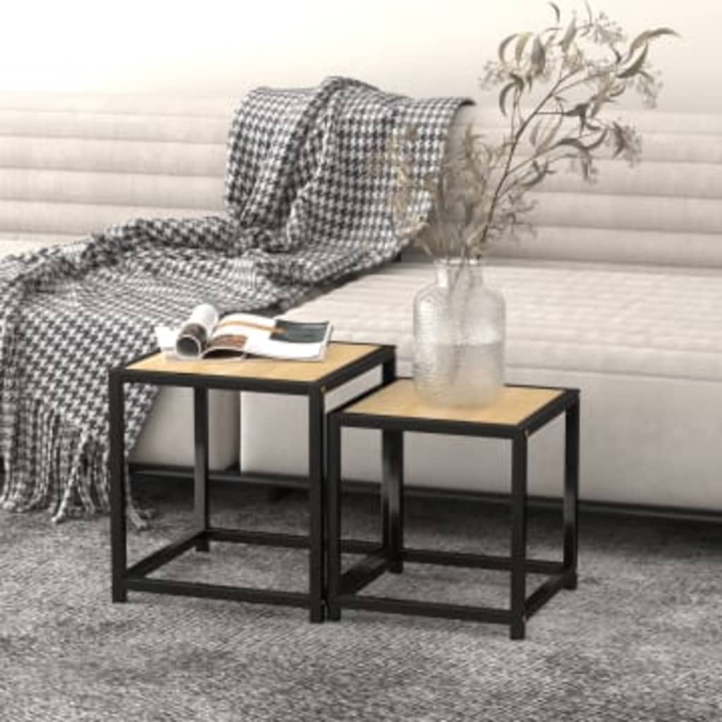 vidaXL Coffee Tables 2 pcs MDF black and yellow