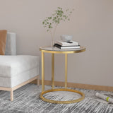 vidaXL Bijzettafel 45 cm gehard glas goudkleurig en transparant