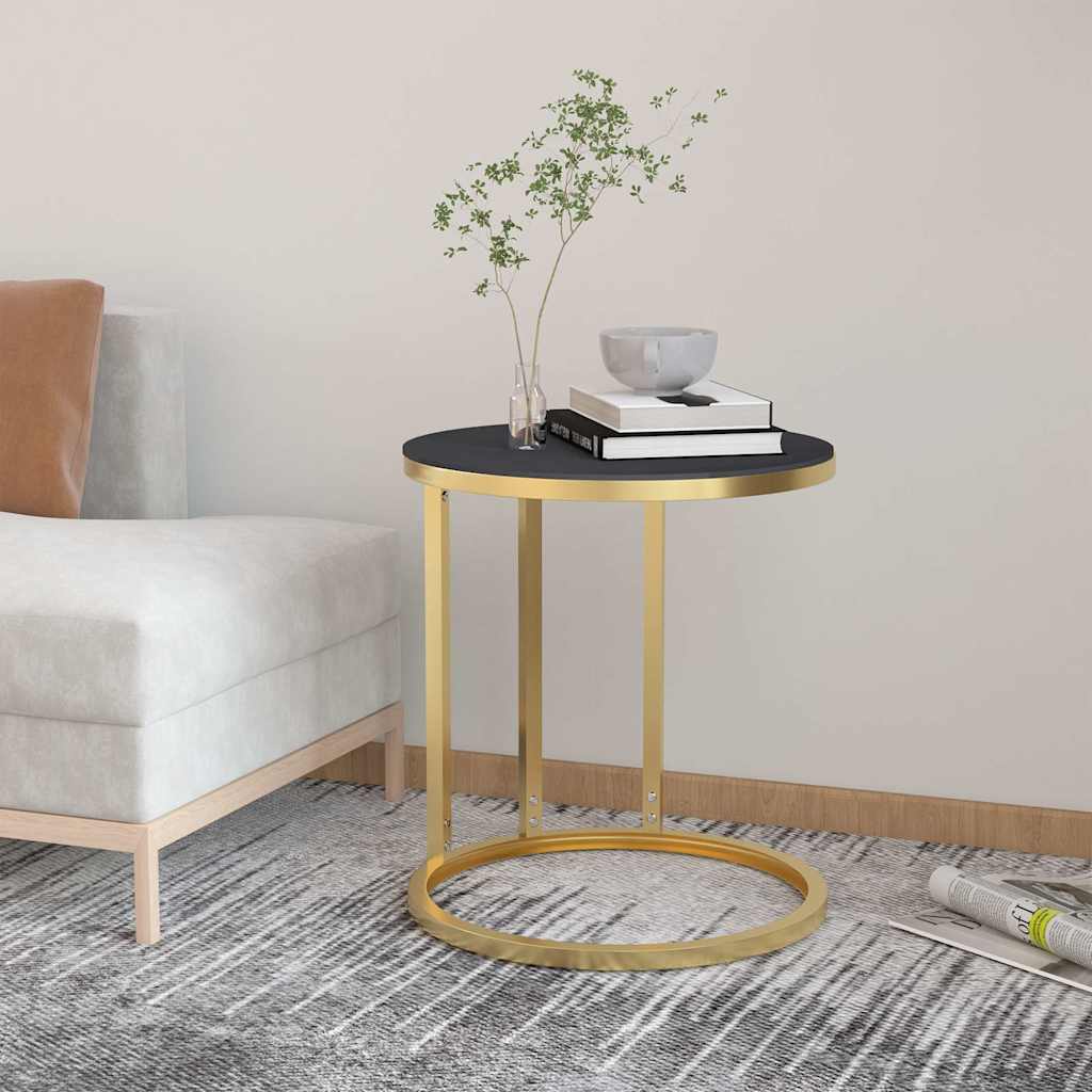 vidaXL Bijzettafel 45 cm gehard glas goudkleurig en transparant