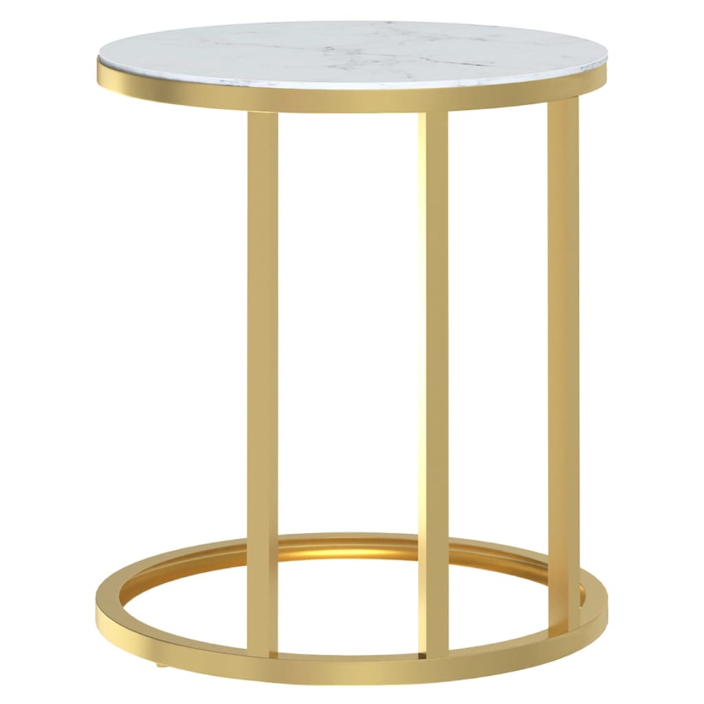 vidaXL Bijzettafel 45 cm gehard glas goudkleurig en transparant
