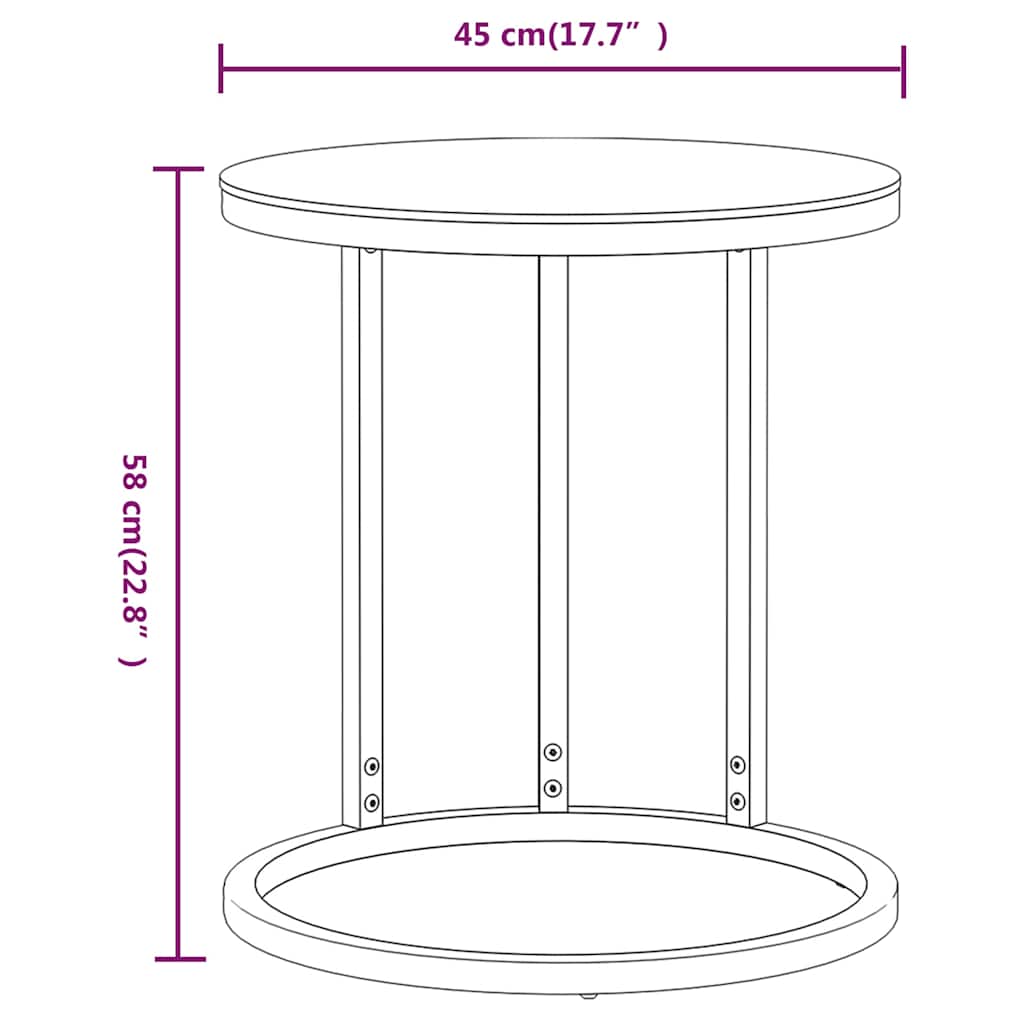 vidaXL Bijzettafel 45 cm gehard glas goudkleurig en transparant