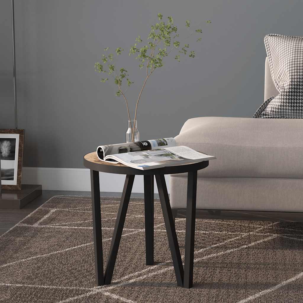 vidaXL Coffee table Ø35 cm MDF black and yellow