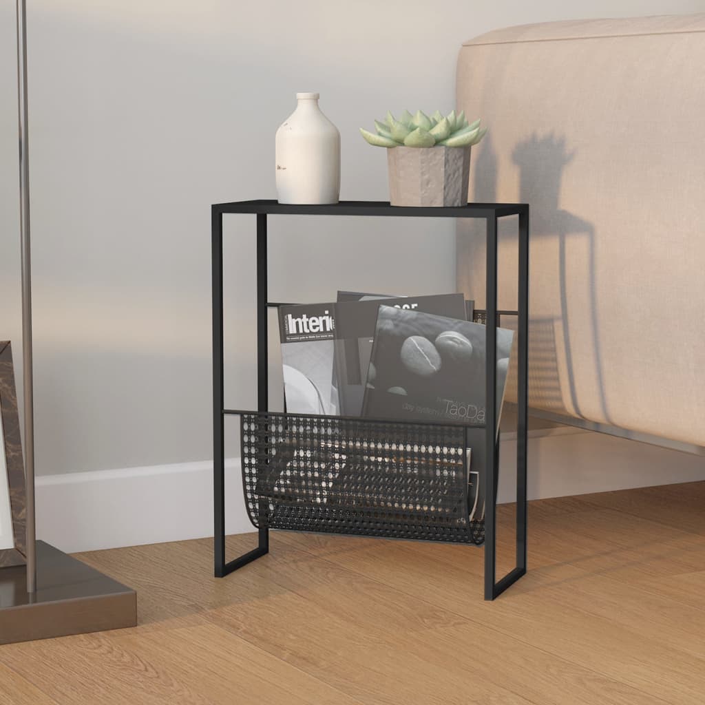 vidaXL Magazine Rack 35x15x45 cm Steel Black