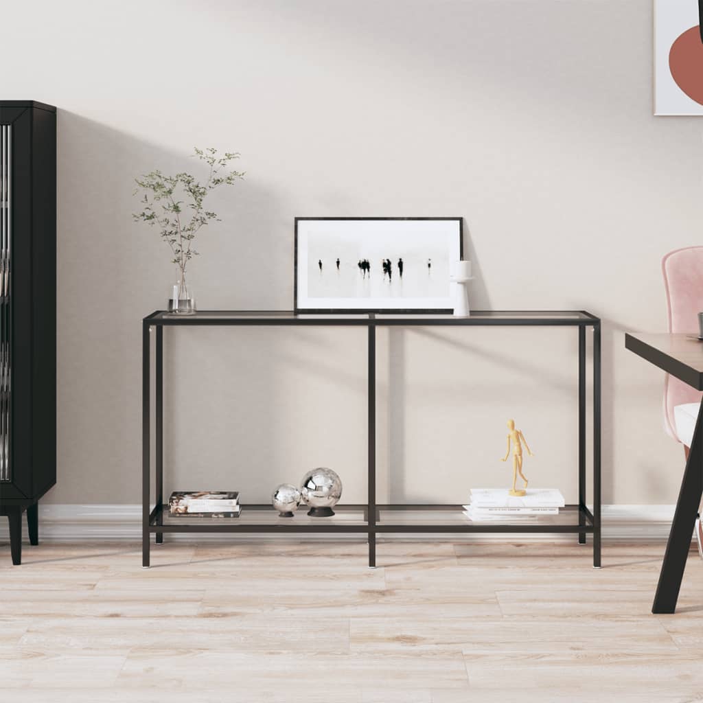 vidaXL Console Table 140x35x75.5 cm Tempered Glass Transparent