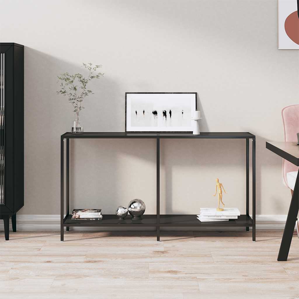 vidaXL Console Table 140x35x75.5 cm Tempered Glass Transparent