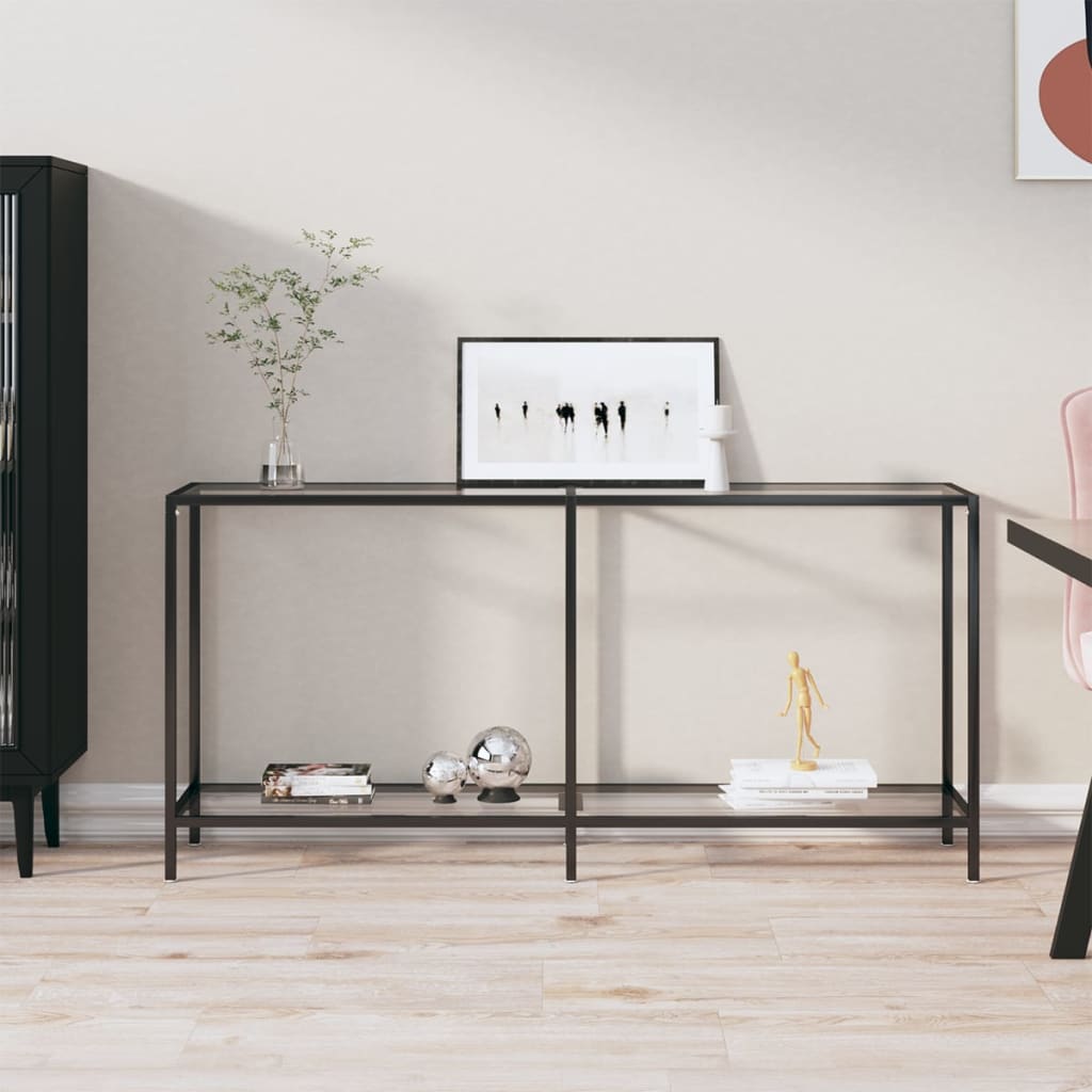 vidaXL Console Table 140x35x75.5 cm Tempered Glass Transparent
