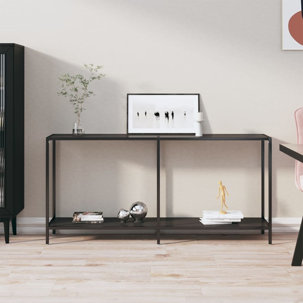 vidaXL Console Table 140x35x75.5 cm Tempered Glass Transparent