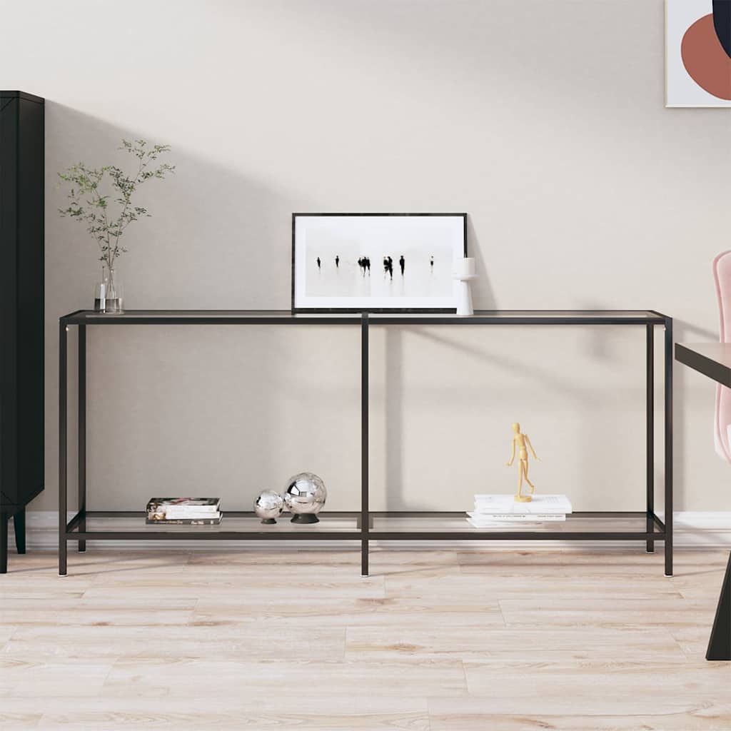 vidaXL Console Table 140x35x75.5 cm Tempered Glass Transparent