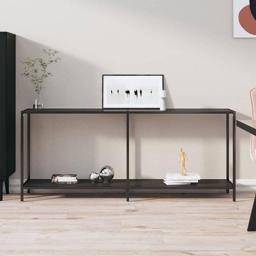 vidaXL Console Table 140x35x75.5 cm Tempered Glass Transparent