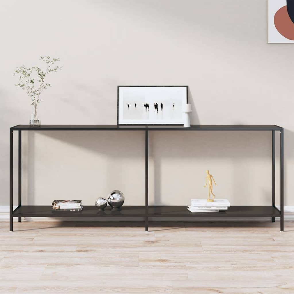 vidaXL Console Table 140x35x75.5 cm Tempered Glass Transparent