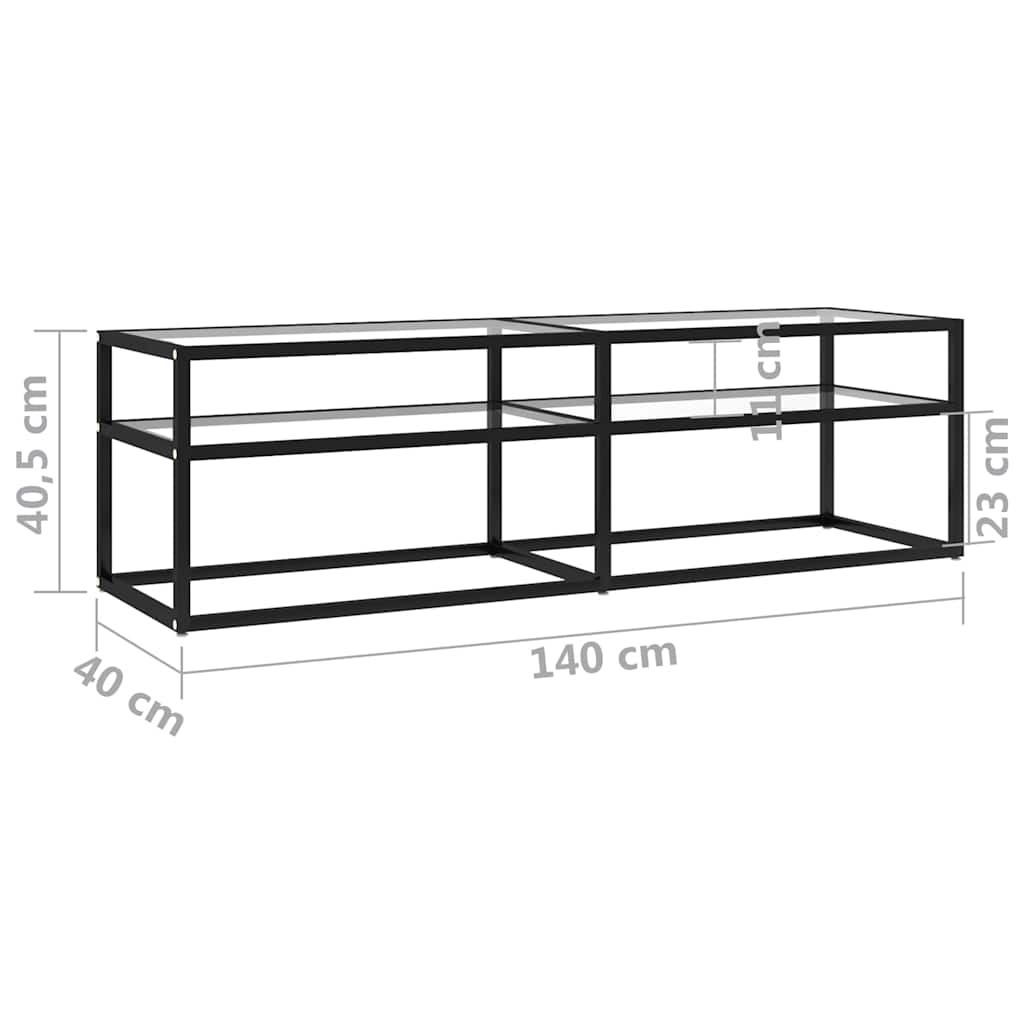 vidaXL Tv-meubel 140x40x40,5 cm gehard glas transparant