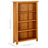 vidaXL Bookcase with 3 Shelves 70x22.5x82 cm Solid Oak Wood