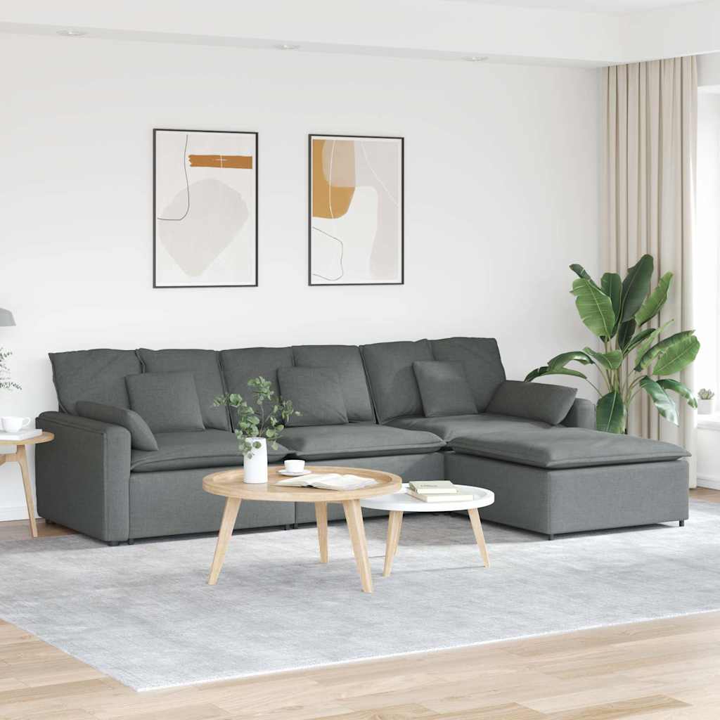vidaXL Modulaire bank met voetenbank en kussens lichtgrijs