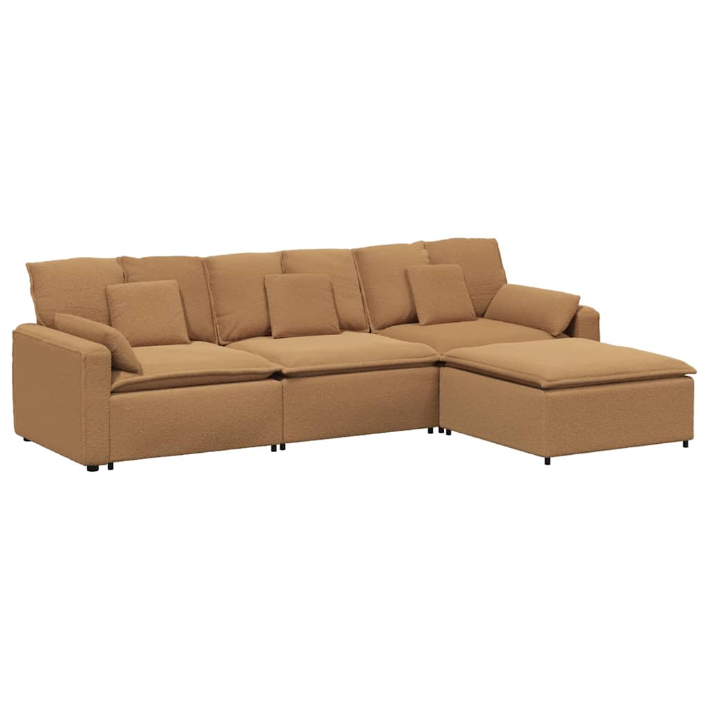 vidaXL Modulaire bank met voetenbank en kussens beige