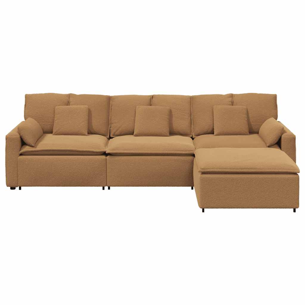 vidaXL Modulaire bank met voetenbank en kussens beige