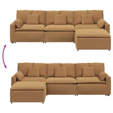 vidaXL Modulaire bank met voetenbank en kussens beige