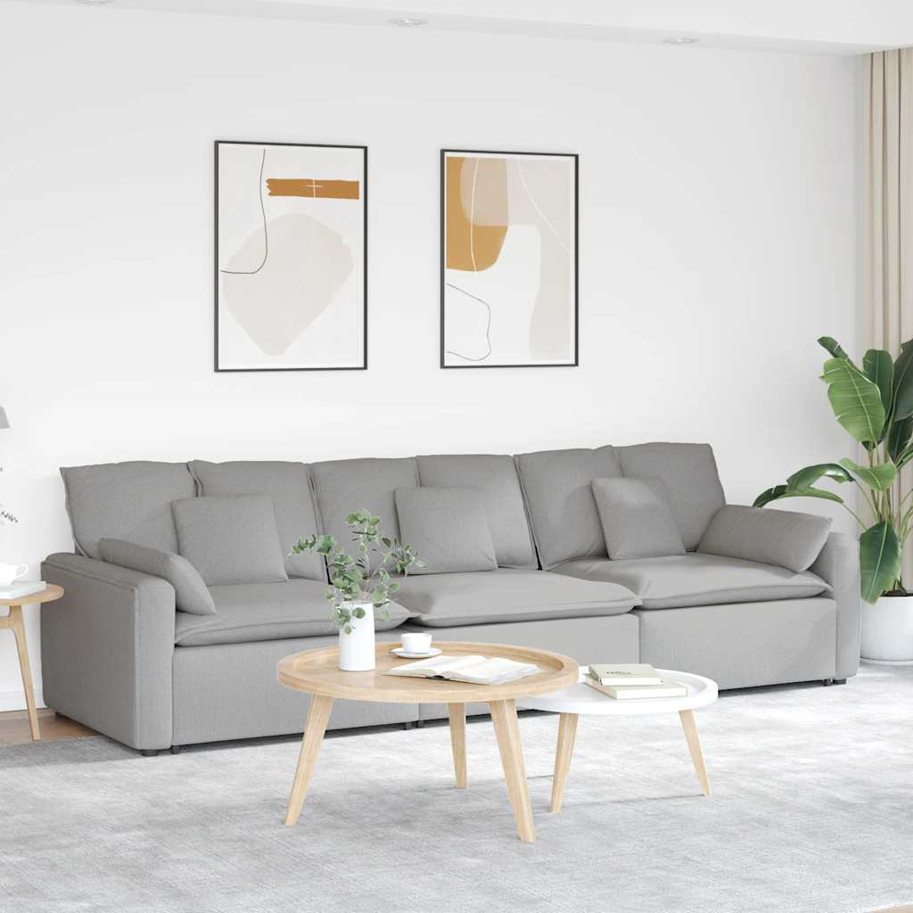 vidaXL Modulaire bank met kussens lichtgrijs