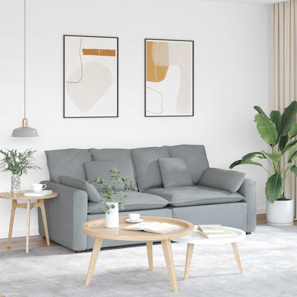 vidaXL Modulaire bank met kussens lichtgrijs