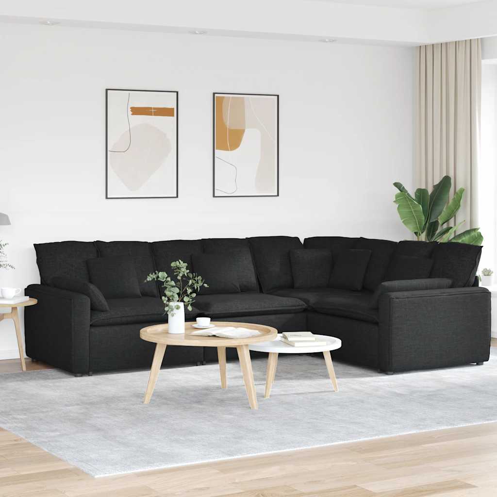 vidaXL Modular Sofa with Cushions Fabric Light Grey