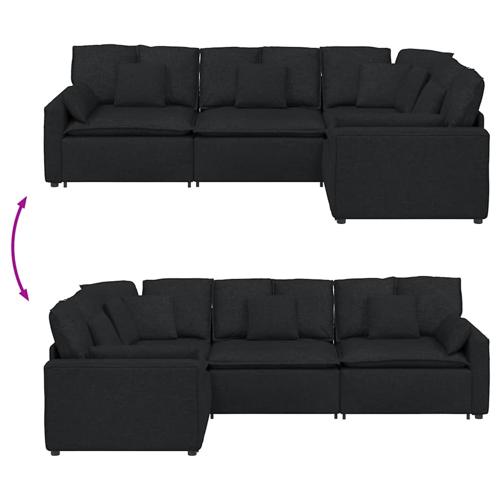 vidaXL Modular Sofa with Cushions Fabric Light Grey